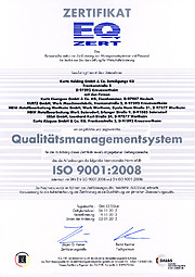 MBW Zertifikat ISO 9001:2008